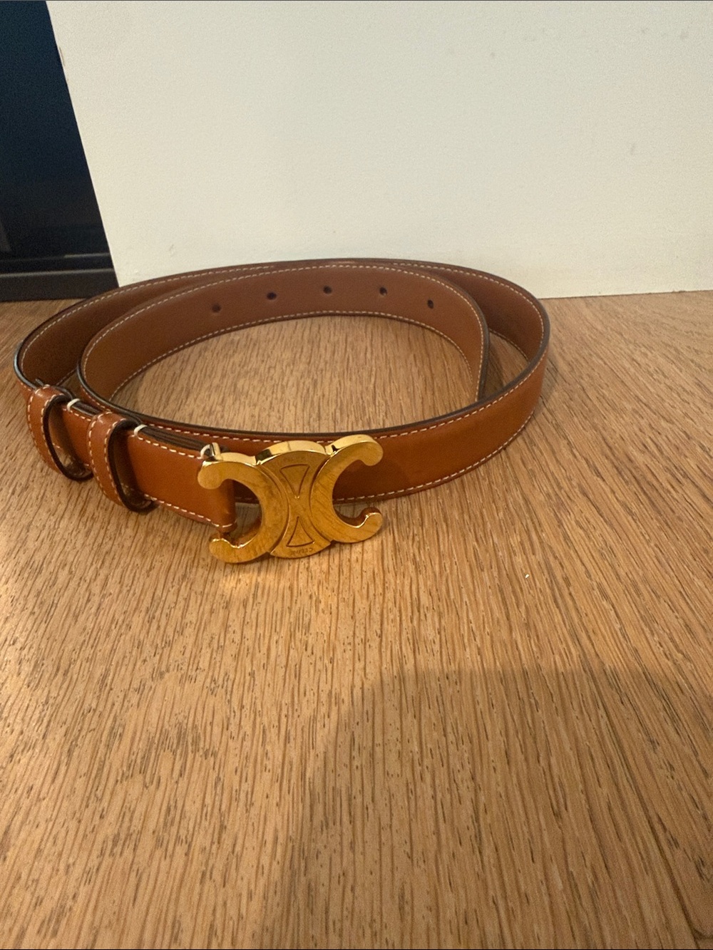Women’s Celine Brown belt with gold emblem size 75
